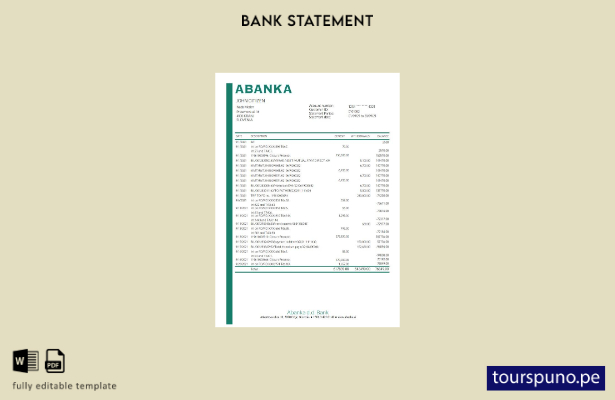 listo para imprimir plantilla de Excel del extracto bancario de Eslovenia Abanka